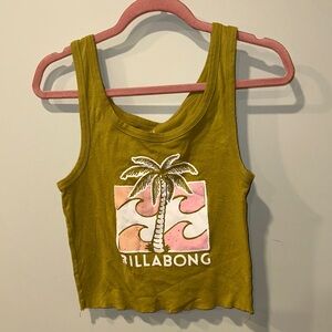 Billabong Olive Tank Top with Palm Graphic